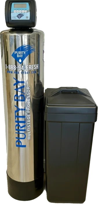 Purity Bay stainless whole-home system with brine tank